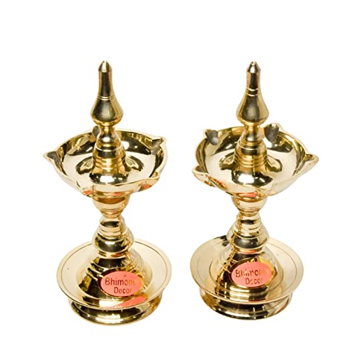 Pure Brass UDUPI Kalash Global Deep, Deepak, Diya for Pooja Purposes, 6.75 Inches, 800 gm