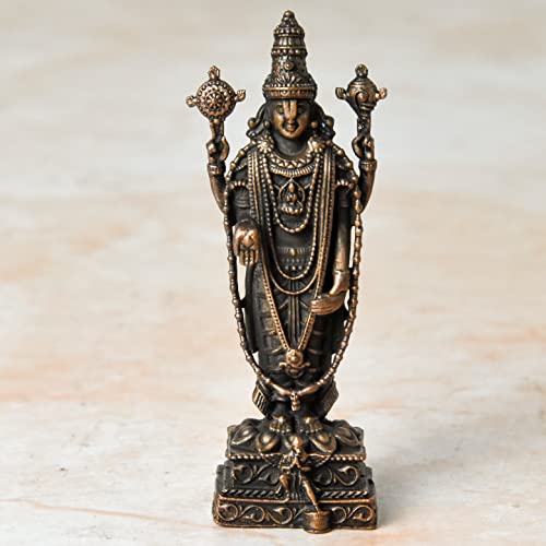 2.8 inches, Handmade Copper Balaji Idol with Garuda Spl , 60 Grams , Patina Antique Finish , Pack of 1 Piece