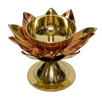 Brass Lotus Nanda Akhand Jyothi Table Diya, 3.2 inches, Pack of 1