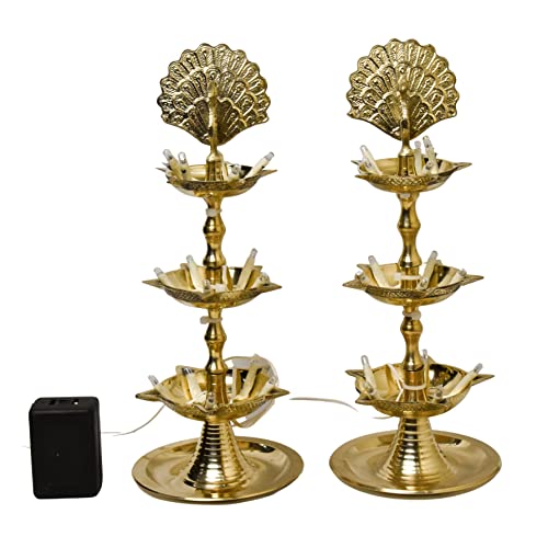  Pure Brass 3 Step Electric Bulb Lights Diya India