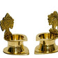 Pure Brass Shanku Chakra Kamakshi Diya, 3 inches, Brass Colour, Pack of 1 Pair