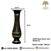 Pure Brass Double Colour Bidri Work Flower Vase 12" Size