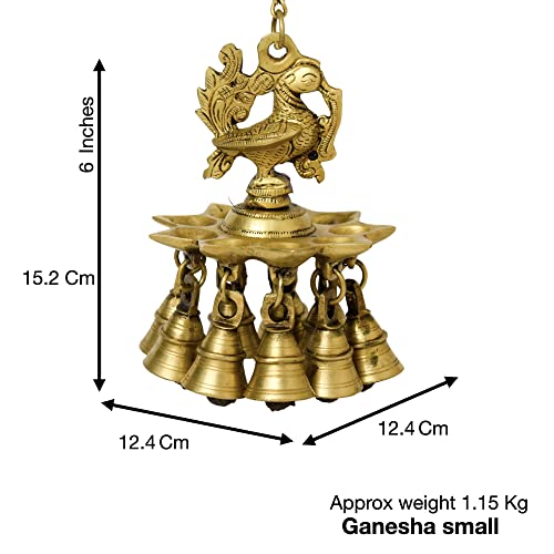 Brass Hanging Diya with Bell Size