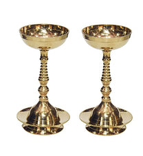 Pure Brass Plain Nanda Bowl Long Table Diya, 5.5 inches, Pack of 2 pcs (with Lavanga - 2pc)