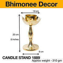 Brass Candle Stand Holder for Pooja Room Decor, Home Decoration All Purpose, 8 inches, 310gm