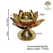 Brass Lotus Nanda Akhand Jyothi Table Diya, 3.2 inches, Pack of 1