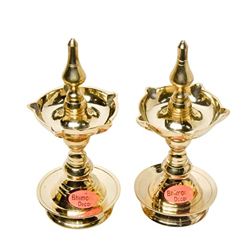 Pure Brass UDUPI Kalash Global Deep, Deepak, Diya for Pooja Purposes, 6.75 Inches, 800 gm