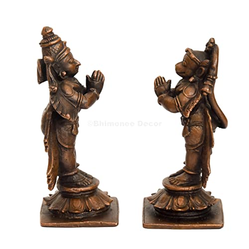 Handmade Copper Garuda and Hanuman Set Idol 3.4 inches , Patina Antique Finish , 1 Piece