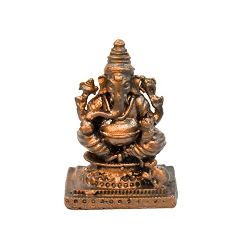 1.5 inches, Handmade Copper Ganesha Idol , 40 Grams , Patina Antique Finish , Pack of 1 Piece