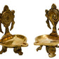 Printology Pure Brass Shanku Chakra Table Diya for Pooja
