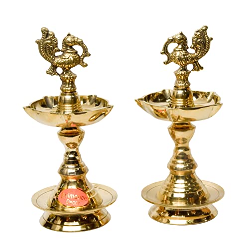 Pure Brass Udupi Murga Global Deep, Deepak, Diya for Pooja Purposes, 6.75 Inches, 750 gm