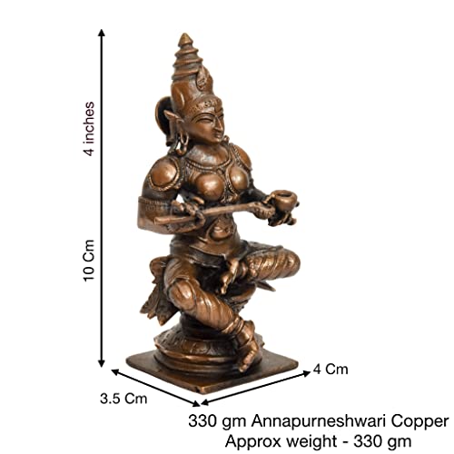 Handmade Copper Annapurna Devi Idol  Dinmensions