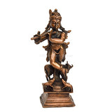 Handmade Copper Cow Krishna Idol 4 inches , Patina Antique Finish , 1 Piece