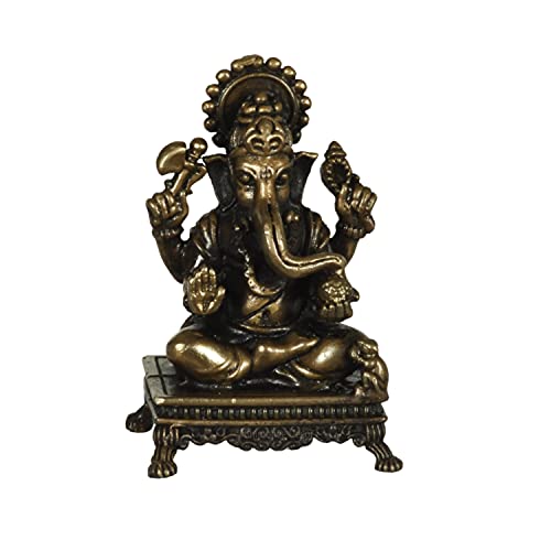 Copper Handmade Small Ganesha 2.4 inches Sitting Idol  India