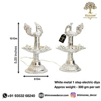 White Metal Electric Bulb Lights Diya 5.25 inches |  Dimensions