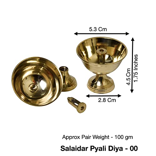 Pure Brass Salaidar Nanda Pyali Table Diya, 1.75 inches, Brass, Pack of 2 pcs