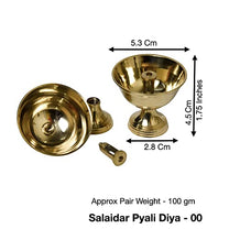 Pure Brass Salaidar Nanda Pyali Table Diya, 1.75 inches, Brass, Pack of 2 pcs