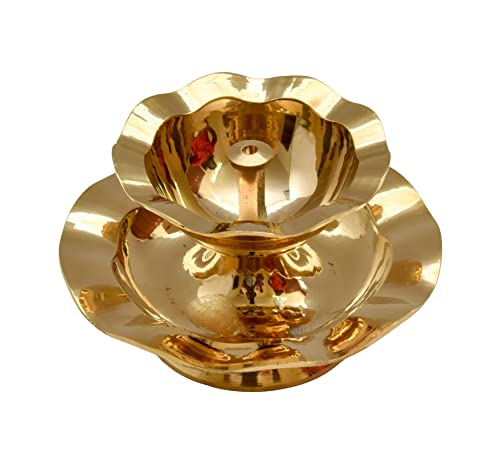 Brass Nanda Akhand Jyoth Table Diya, 2.3 inches,Pack of 1