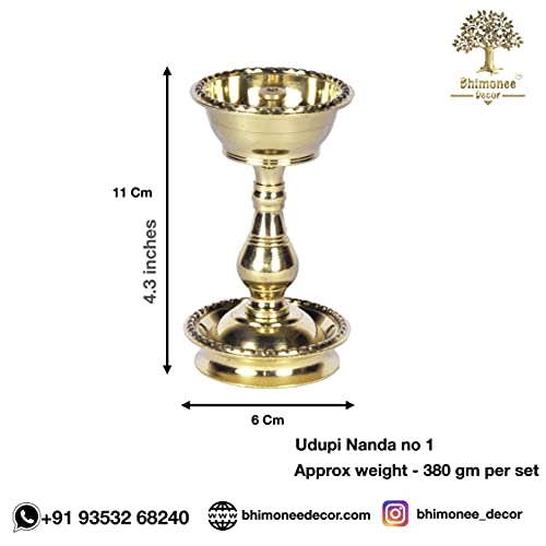 Pure Brass Heavy Udupi Nanda Diya (no-1) 4.3 inches, Set of 2