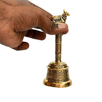  Brass Handicraft 5.25" nandi Puja Hand bell Ghanti India