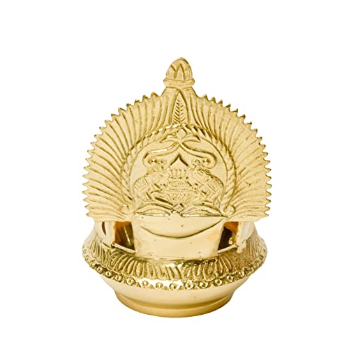 Pure Brass Lakshmi KUBER KAMAKSHI Deep, Deepak, Diya for Pooja Purposes, 6 Inches, 440 gm