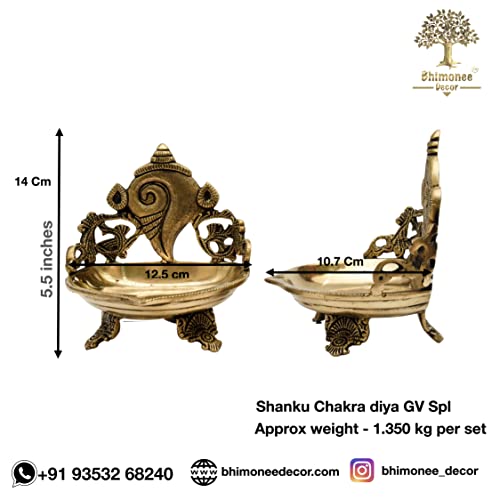Pure Brass Shanku Chakra 5.5 inches Table Diya Dimension