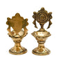 Pure Brass Shanku Chakra Long Table Diya, 6 inches Big Size, Brass, Pack of 1 Pair