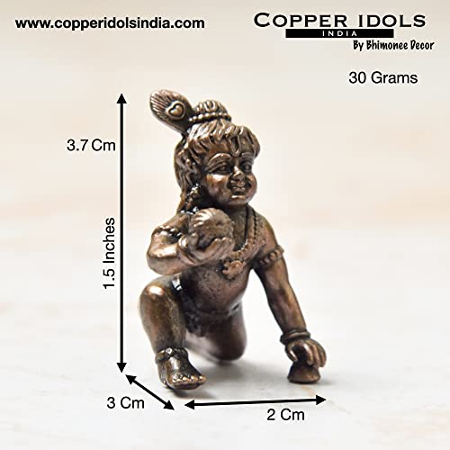 Copper Bal Krishna Idol, 1.5 inches, 30 Grams , Patina Antique Finish