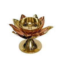 Brass Lotus Nanda Akhand Jyothi Table Diya, 3.2 inches, Pack of 1