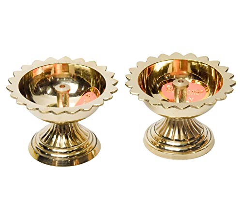 Pure Brass Sunflower Deep, Deepak, Diya for Pooja Purposes, 1.8 Inches, 130 gm