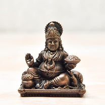 1.9 inches, Handmade Copper Indian Maharaja Kuber Idol, 90 Grams , Patina Antique Finish , Pack of 1 Piece