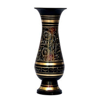 Pure Brass Double Colour Bidri Work Flower Vase 8" 