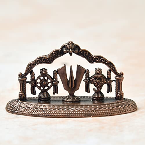 1.5 inches, Copper Handmade Shanku Chakra Namah Showpiece , 60 Grams , Patina Antique Finish, Pack of 1 Piece