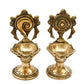 Pure Brass Shanku Chakra Long Table Diya, 6 inches Big Size, Brass, Pack of 1 Pair