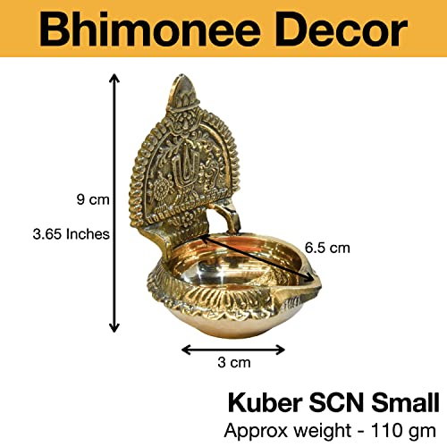 Pure Brass Shanku Chakra Kuber Kamakshi Deep, Deepak, Diya for Pooja Purposes, 3.65 inches , 110 gm Approx.
