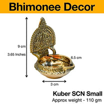 Pure Brass Shanku Chakra Kuber Kamakshi Deep, Deepak, Diya for Pooja Purposes, 3.65 inches , 110 gm Approx.
