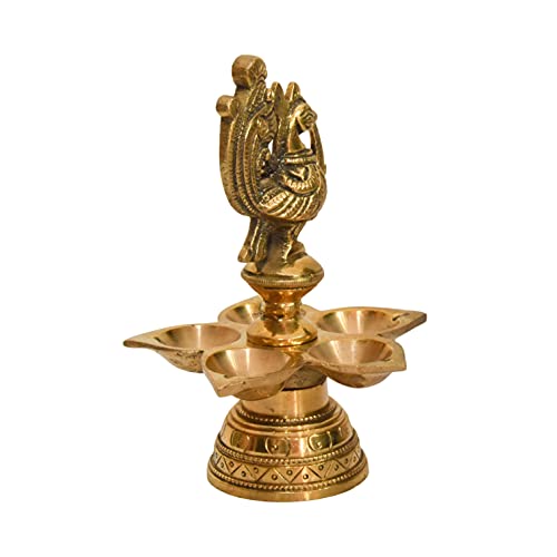 Pure Brass Peacock Design Antique Diya | Table Diya | Deep | Deepak for Pooja | Puja|Mandir | Diwali Festival Decoration