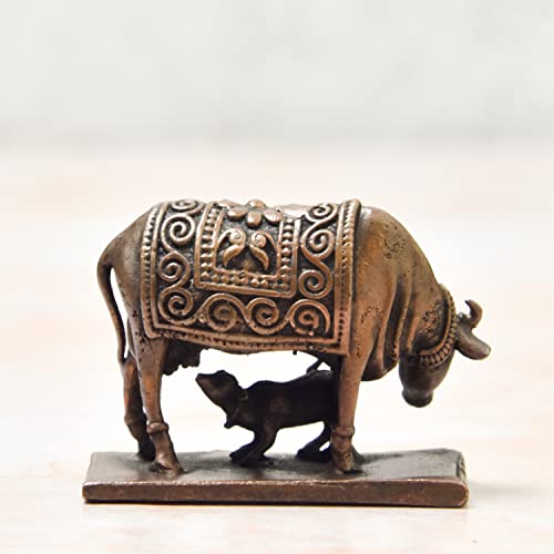  Handmade Copper Cow and Calf 1.25 inches Bhimonee Decor