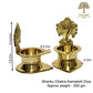 Pure Brass Shanku Chakra Kamakshi Diya, 3 inches, Brass Colour, Pack of 1 Pair