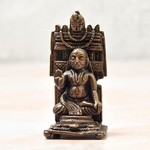 2.5 inches, Copper Handmade Ragvendra Swamy Idol, 90 Grams , Patina Antique Finish , Pack of 1 Piece
