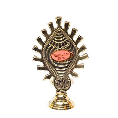 Pure Brass Shankh  5.5 Inches Aarti Deep Back View