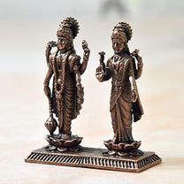 Copper Vishnu Lakshmi Idol 