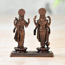 Copper Handmade Vishnu Lakshmi Idol  Bhimonee Decor