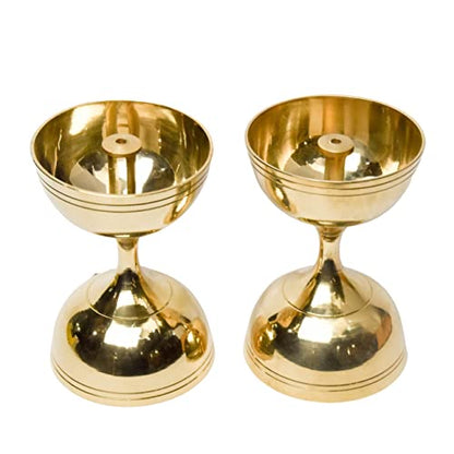 Pure Brass Nanda Deep, Deepak, Diya for Pooja Purposes, 4.3 Inches, 320 gm