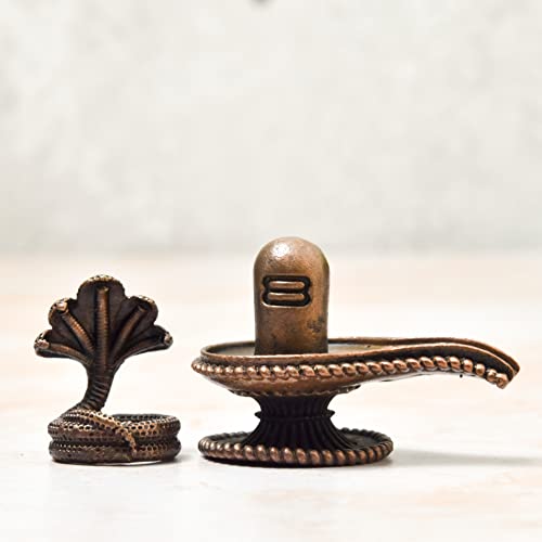 2.1 inches, Copper Handmade Shivalinga , 130 Grams , Patina Antique Finish , Pack of 1 Piece
