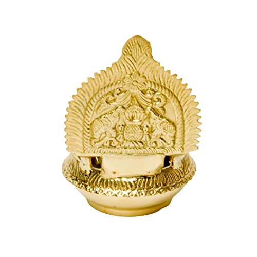 Pure Brass GAJALAKSHMI KUBER KAMAKSHI Deep, Deepak, Diya for Pooja Purposes, 6 Inches, 440 gm