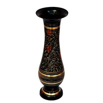 Pure Brass Double Colour Bidri Work Flower Vase 12" India