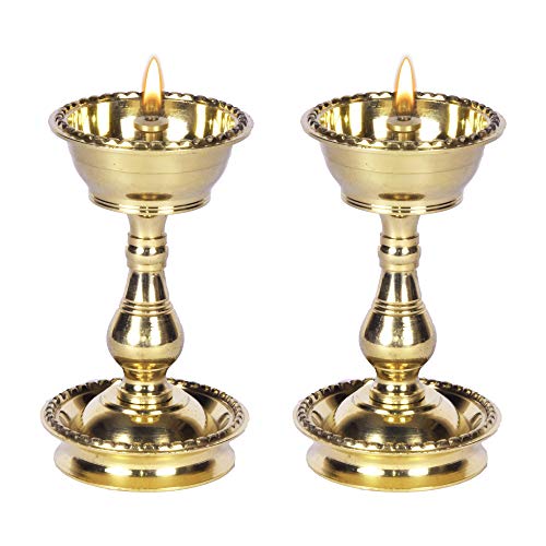 Pure Brass Heavy Udupi Nanda Diya (no-1) 4.3 inches, Set of 2