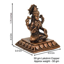 Handmade Copper Lakshmi Idol Dimensions