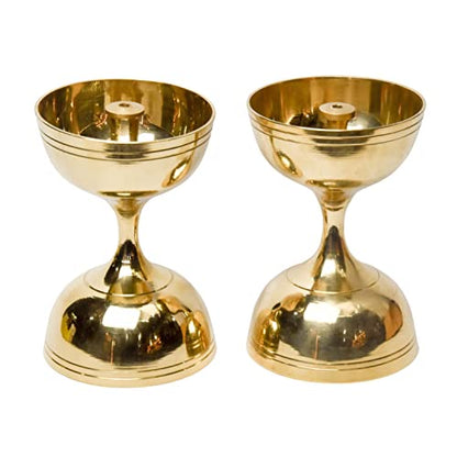 Pure Brass Nanda Deep, Deepak, Diya for Pooja Purposes, 4.3 Inches, 320 gm